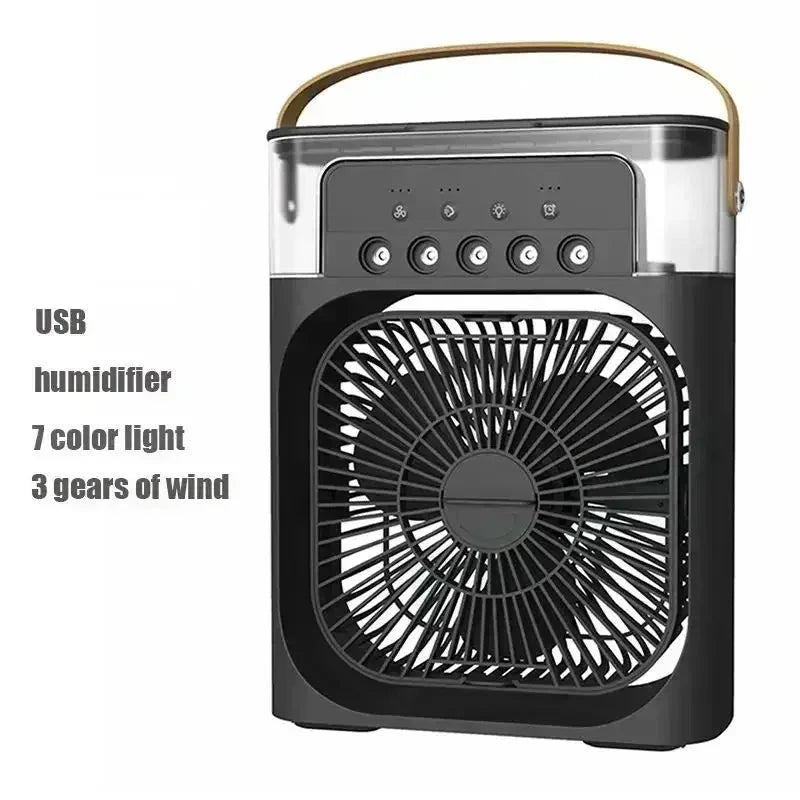 New 3 In 1 Portable Air Cooler Fan With Humidifier & 7-Color Led Night Light