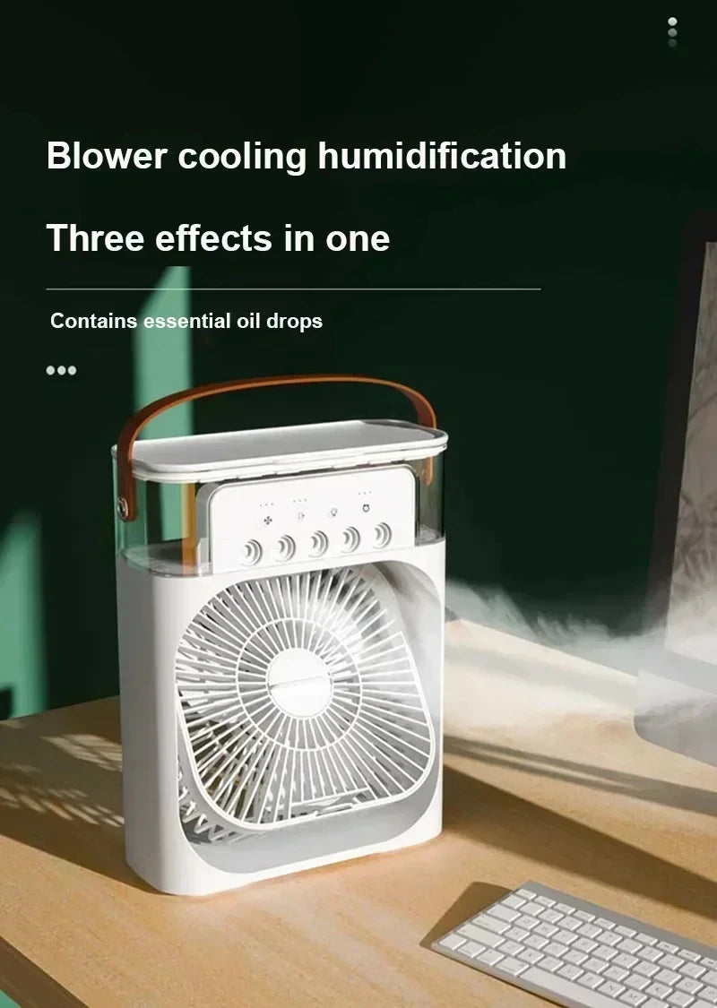 New 3 In 1 Portable Air Cooler Fan With Humidifier & 7-Color Led Night Light