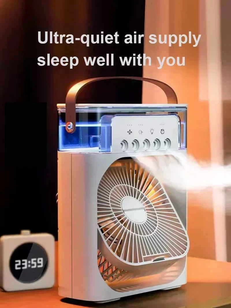 New 3 In 1 Portable Air Cooler Fan With Humidifier & 7-Color Led Night Light