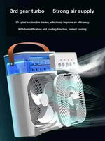 compact 3-in-1 portable air cooler with fan humidifier and LED light