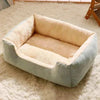 Bed for Cats featuring soft plush material in beige interior and light grey exterior with cushioned sides and low front edge